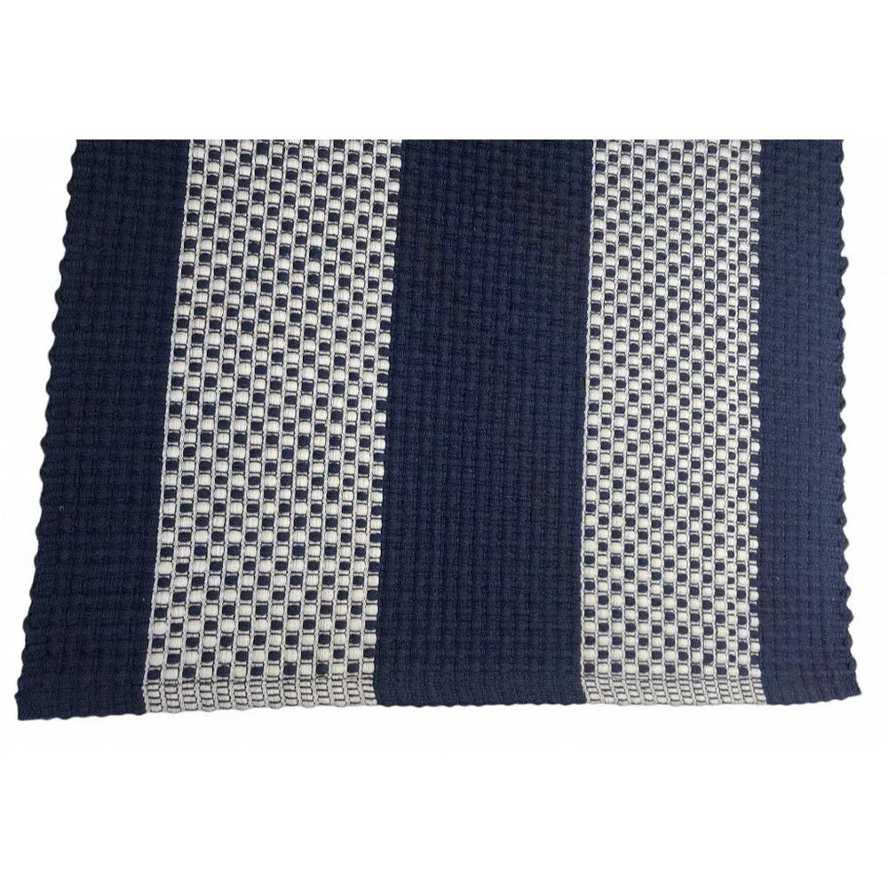 Coral Cove Fabric Placemats Set of 4 Navy White 19x14 Cotton Tropical Beach